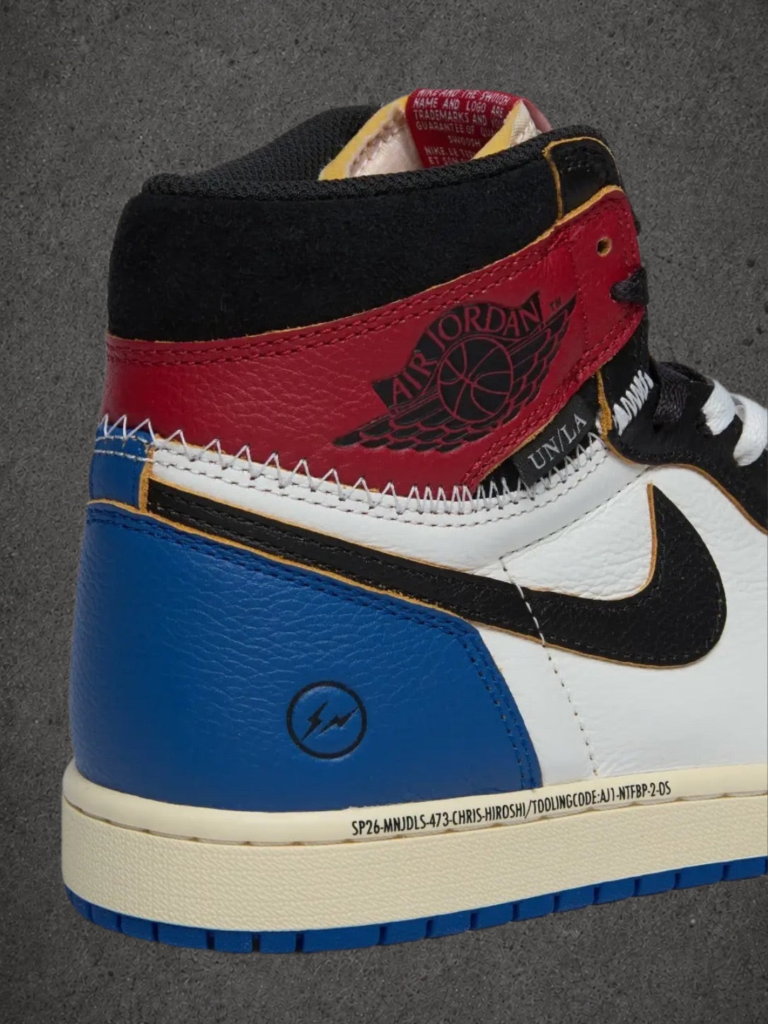 Jordan 1 Retro High OG SP Fragment x Union LA Varsity Red Sport Royal